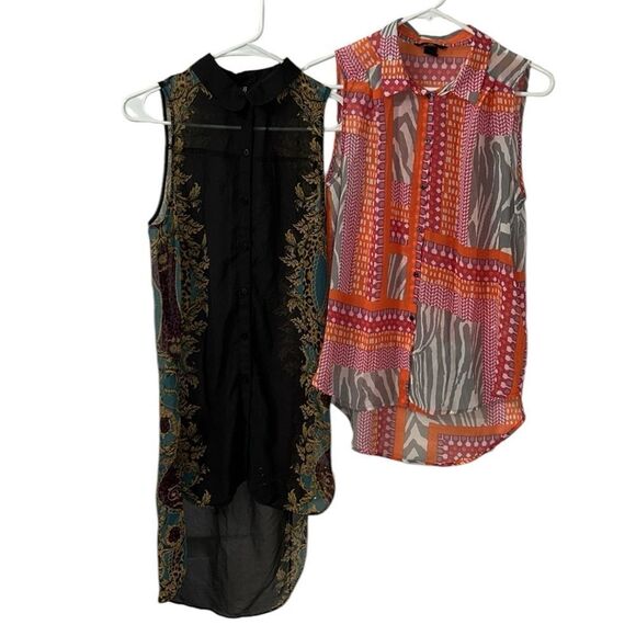 H&M Sheer Sleeveless Bundle Button Down Top/Blouse(Size 4) - Picture 1 of 8